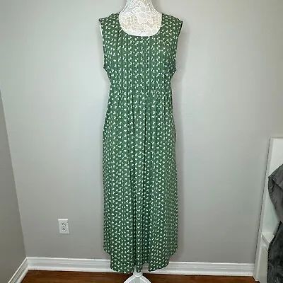 Vermont Country Store Maxi Dress Green White Calico Print Prairie Style Size 3X • $26.99