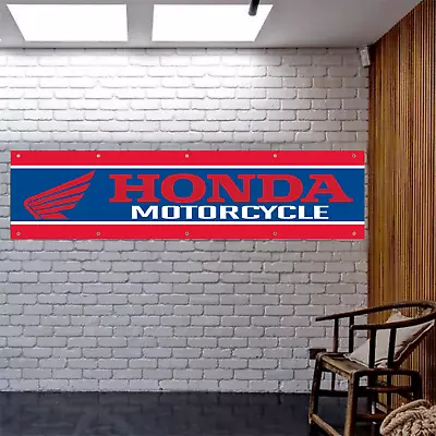 Honda Motorcycle 2x8FT Banner Bike Racing Flags Garage Wall Decor Workshop NEW • $14.97