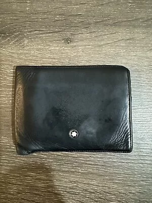 MontBlanc Smooth Black Leather Meisterstuck Billfold Bifold Card Wallet • $49.99