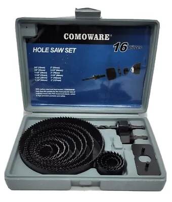 Comoware Hole Saw Set 16 Pc Carbon Steel Heat Treated For Wood PVC Plastic  • $24.99