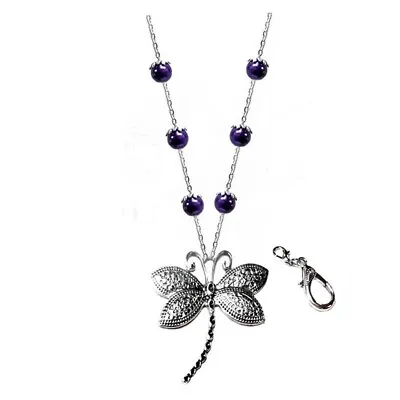 Beaded Chain Necklace Lanyard Holder Keys Security Id Badge Dragonfly Pearls  • £20.60