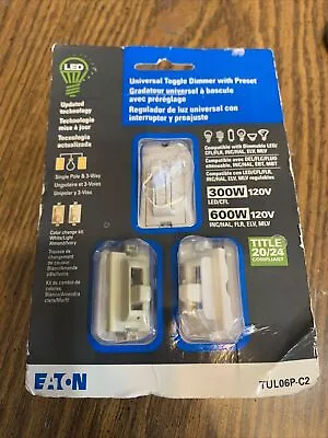 Eaton Universal 1-pole/3-way LED Toggle Light Dimmer-White/Light Almond/Ivory • $19.99