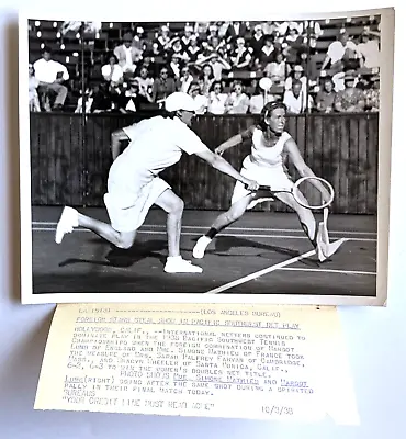 1938 Pacific Southwest Tennis Tournament LA CA Photo Margot Lumb Simone Mathieu • $13.50