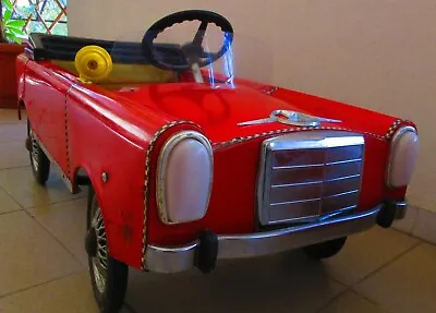 VINTAGE ORIGINAL GREEK RED MERCEDES METAL PEDAL CAR FROM 60s BY EB.PA   • $1500