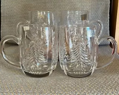 Set Of 4 Mikasa CHRISTMAS TREE Crystal Mugs NWT Excellent 1994 - 2000 • $49