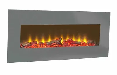 £248.70 • Buy Large Electric Fire Grey Wall Mounted Remote Fireplace Led Flame Logs 42  Long