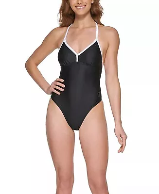 DKNY BLACK T-Back One-Piece Swimsuit US Medium • $36.88