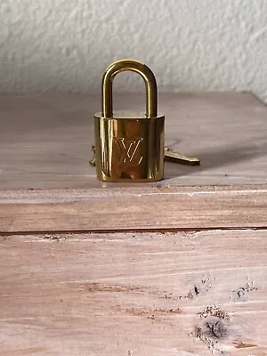$33.99 • Buy Louis Vuitton PadLock Lock & Key Brass Gold Charm Authentic Number Undecided