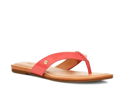 UGG® Tuolumne Women Patent Pop Coral Flip Flop Sandals Size 7 NIB - NEW • $35.35