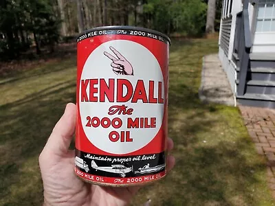 Kendall Motor Oil Can 1940s Clean Graphics Quart Steel Automobiles • $45