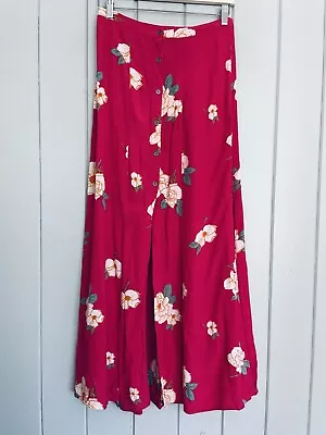 Minkpink Floral Button Front Maxi Skirt S Small High Slits Magnolia Blossoms • $24.95