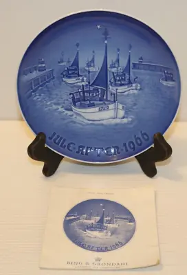 B & G Bing & Grondahl Copenhagen Blue Christmas 7  Plate Sailboat 1966 Denmark • $14.95