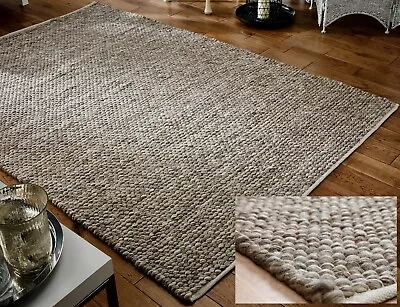 Small - Large Thick Beige Mink Taupe Pebbles 100% Wool 3d Savannah Rug Clearance • £79.79