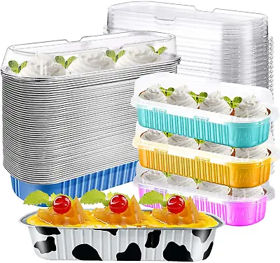 Mini Cake Pans With LidsMini Loaf Baking PansAluminum Long Baking Cups50 Pack • $25.99