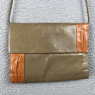 Charles Jourdan Paris Womens Flap Closure Leather Crossbody Handbag Taupe 1980's • $36.96