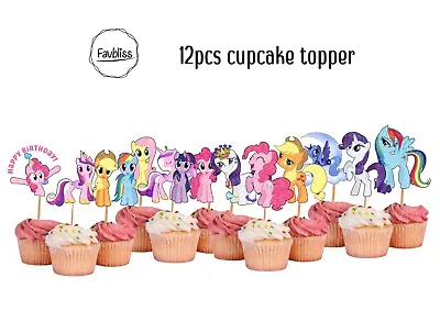 12x My Little Pony Cupcake Topper Cake Decoration Bday Party Single Sided • $5.14