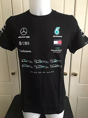 MERCEDES AMG PETRONAS F1 TEAM ISSUE WORLD CHAMPIONS X 6 T SHIRT MENS MEDIUM 2019 • £10