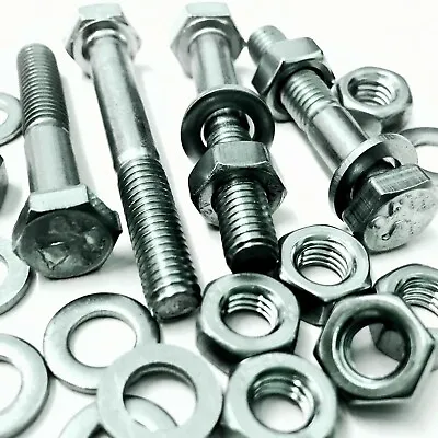 M12 Part Threaded Bolt Zinc Grade 8.8 Full Nuts Washers Screw Hexagon Head • £5.20