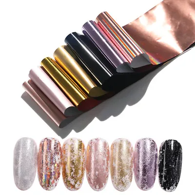 7 Colors/Kit Nail Foils Rose Gold Champagne Nail Transfer Stickers • $2.20