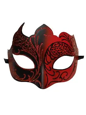 Black Red Venetian Mask Masquerade Mardi Gras Unique Style Men • $10.82