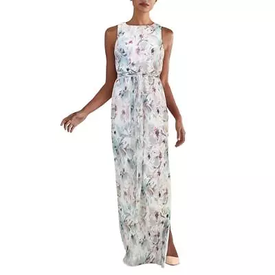 Aidan Mattox Womens Blue Pleated Floral Wedding Evening Dress Gown 2 BHFO 9717 • $19.99