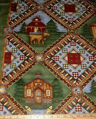 DEBBIE MUMM Fabric - CABIN FEVER - Large Log Cabin Quilt Block Squares - BTHY • $4.95