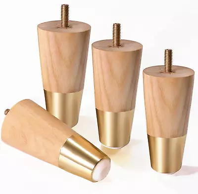 Solid Ash Wood Furniture Legs 4 Inch Sofa Wooden Leg Set Of 4 Cabinet Legs Dr • $37.74