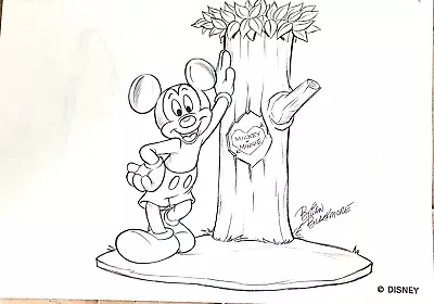 Disney 3 Signed Concept Pencil Drawings Of A Mickey Candleholder - 97 Convention • $95