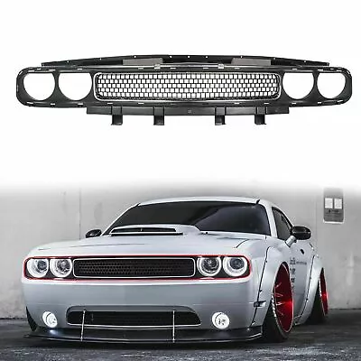 For 2008-2014 Dodge Challenger Front Bumper Grille Black W/ Chrome Trim Molding • $93