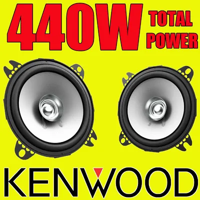 KENWOOD 440W TOTAL DUALCONE 4 INCH 10cm CAR DOOR/SHELF COAXIAL SPEAKERS PAIR • £19.90