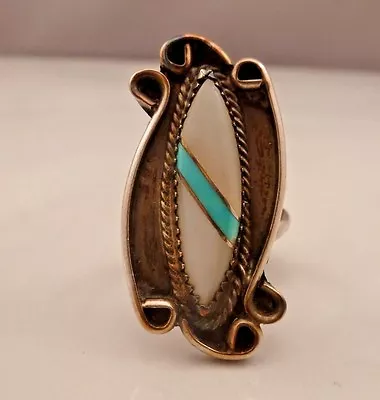 Vintage Sterling Navajo MOP Turquoise Ring.  • $89