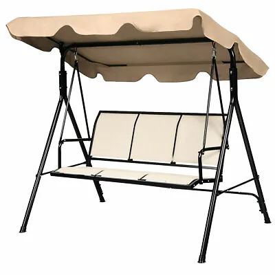 £99.99 • Buy Garden Swing Chair 3 Seater Hammock Patio Outdoor Sunshade W/ Adjustable Canopy