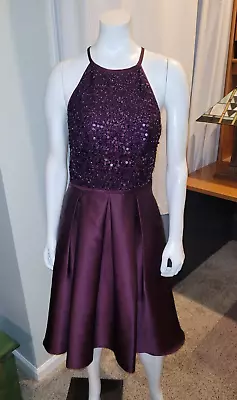 Carmen Marc Valvo Infusion Purple Gown Dress Prom Party Formal Sequin 4 • $79