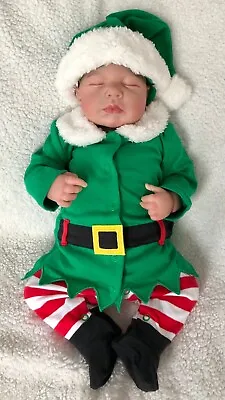 Baby Boys/Girls Santas Elf All In One Xmas Fancy Dress Costume ~ 1m/Reborn Doll • £12.99