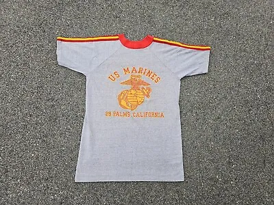 Vintage 70's Velva Sheen US Marine Corps Semper Fidelis T-Shirt Adult Size Large • $24.99