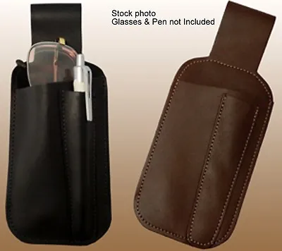 Made In USA Leather Pouch Spare Pocket Hangs From Your Belt - Holds Glasses Pen • £10.66