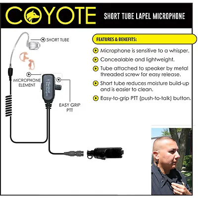 COYOTE Q-Release Lapel Mic Headset For Motorola Saber 1 2 3 I II III ASTRO • $130.44