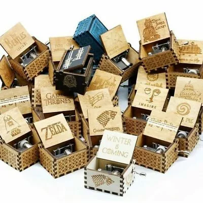 £4.30 • Buy Vintage Wooden Music Box Antique Hand Crank Engraved Clockwork Music Box Xmas