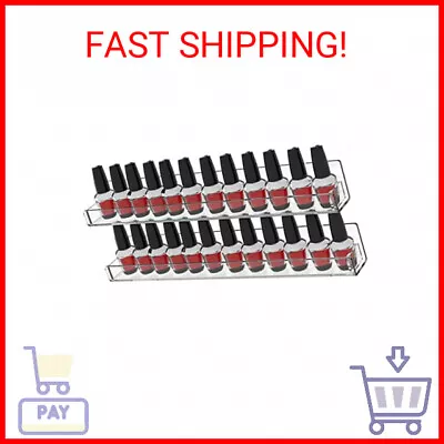 Acrylic Nail Polish Rack Shelf - 2 Pack Display Organizer For 24 Bottles • $15.89