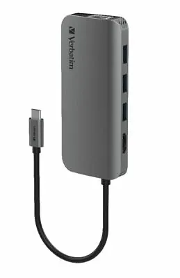 Verbatim USB-C Hub With HDMI RJ45 SD MicroSD 3x USB A USB-C PD 100W - Space • $88