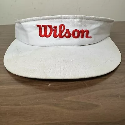 Vintage Wilson Hat Adults One Size White Sun Visor Golf Tennis Adjustable Cap • $15