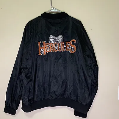 VTG 90s Hercules The Legendary Journeys Satin Bomber Adult Black 2xL • $24.99