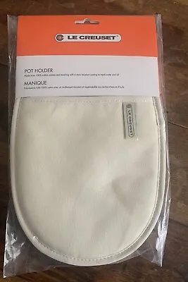 2  X Le Creuset Textiles Pot Holder Oven Gloves - Cream /Almond -  (New) • £48.28