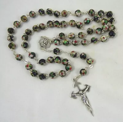 Catholic Rosary Cloisonne Bead Necklace St. James Scallop Shell • $16.95