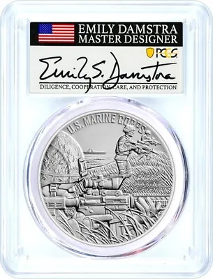 (2023) U.S. Marine Corps 1oz Silver Medal PCGS MS70 First Day Of Issue Damstra • $62.66