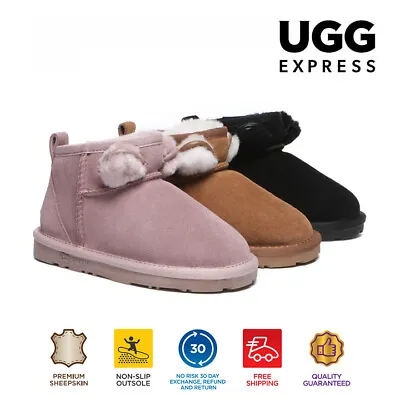 EVERAU® Kids UGG Boots Australian Sheepskin Wool Suede Upper Nonslip Boots Kitty • $35