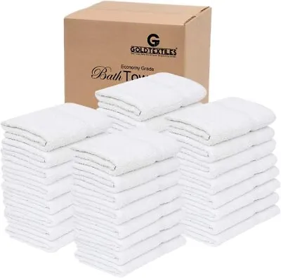 Bath Towel 24x48 White Cotton Blend Bulk Pack Of 612246048120 Towels Set • $333.99