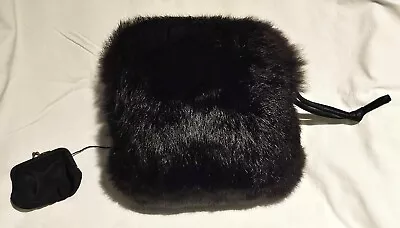 Vintage Black Fur Muff & Coin Purse Fox? Rabbit? Excellent Condition! • $47.49