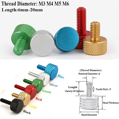 Knurled Thumb Screw Aluminum M3 M4 M5 M6 Hand Tighten Grip Knob Adjustment Screw • $16.99