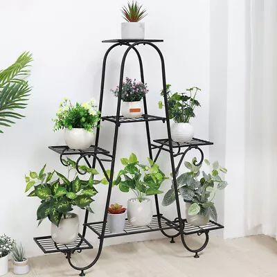 Wisfor 7-Tier Metal Plant Stand Potted Flower Planter Display Rack Garden Shelf • £21.90